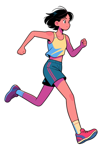 卡通风少女跑步运动矢量插画