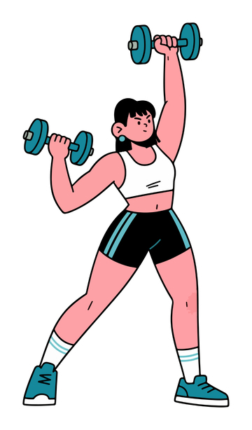 健身女性举哑铃插画