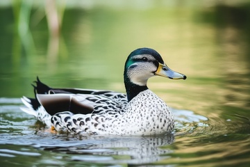 湖水里游泳的一只野鸭