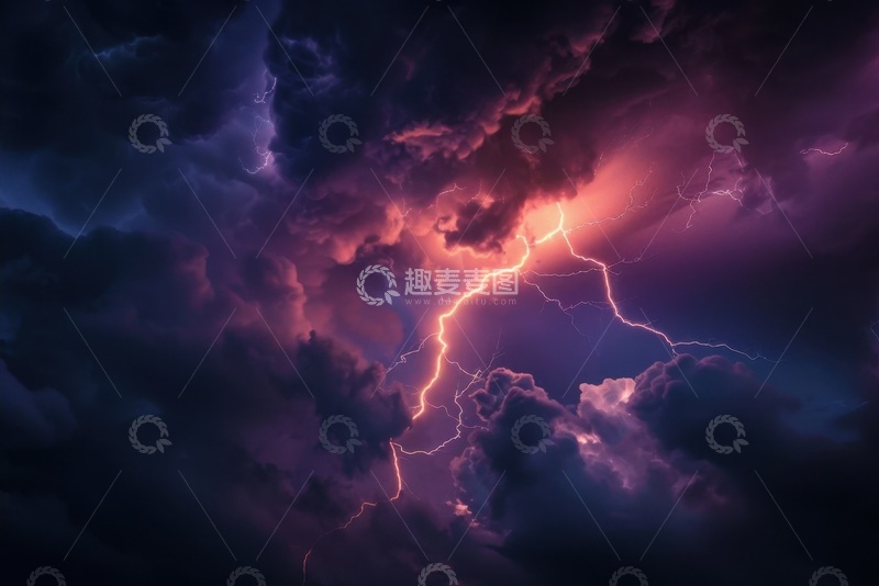 高清大图下载【趣麦麦图】天空中的雷云闪电