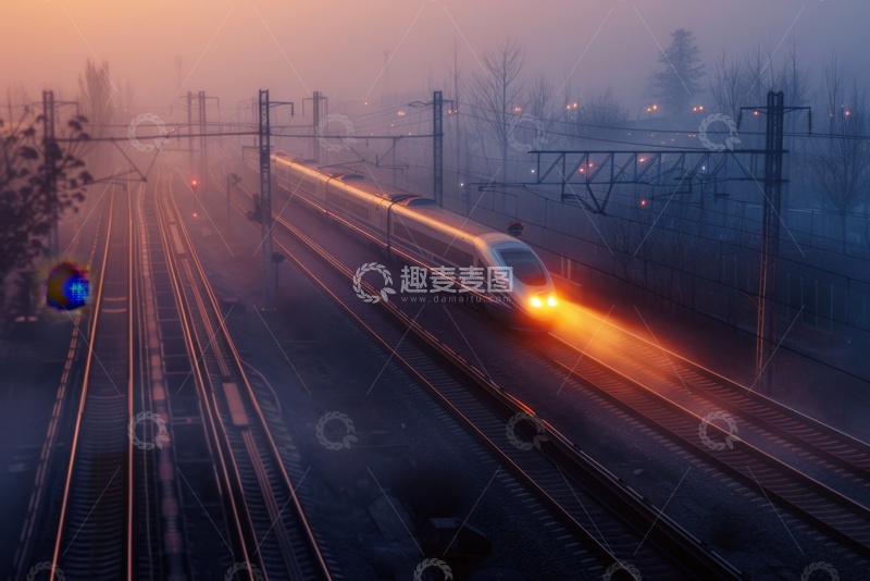 高清大图下载【趣麦麦图】夜幕下行驶的高铁