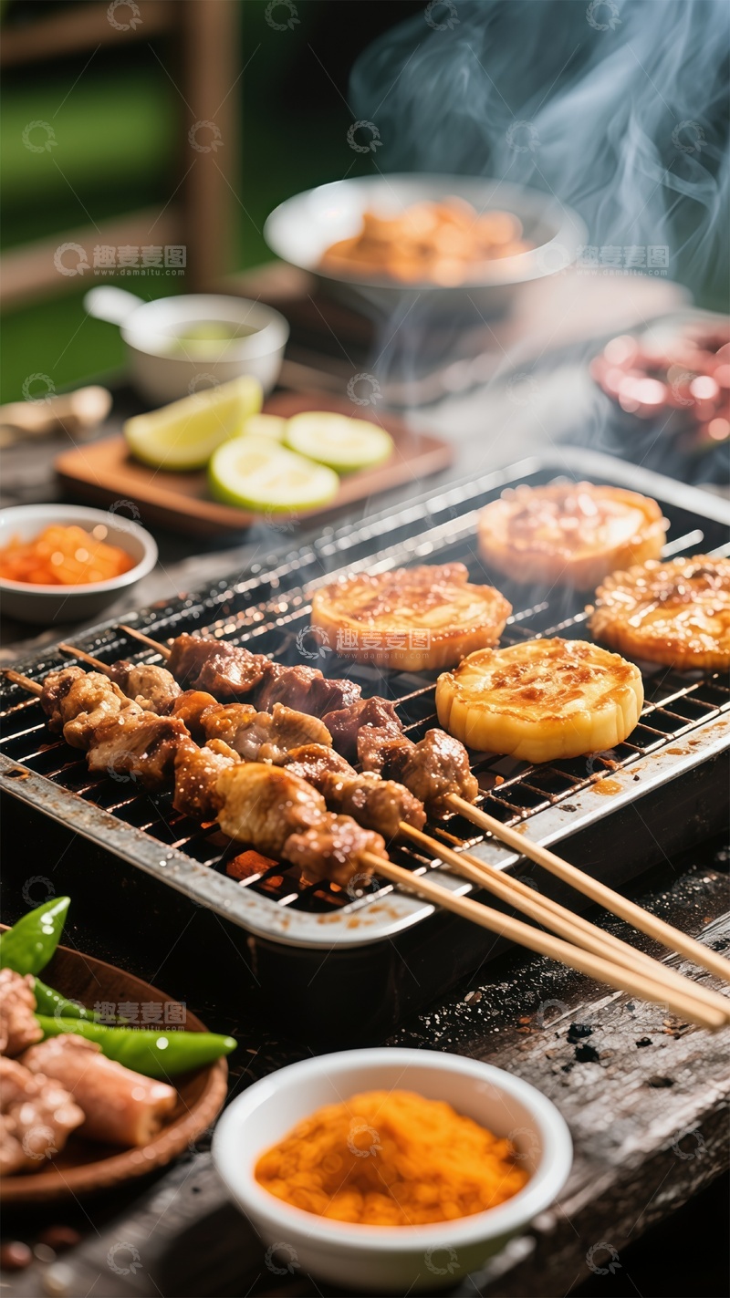 高清大图下载【趣麦麦图】-烧烤美食盛宴户外野餐