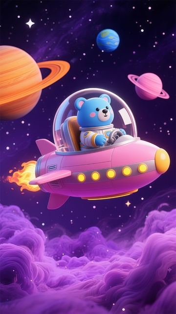 卡通熊太空探险