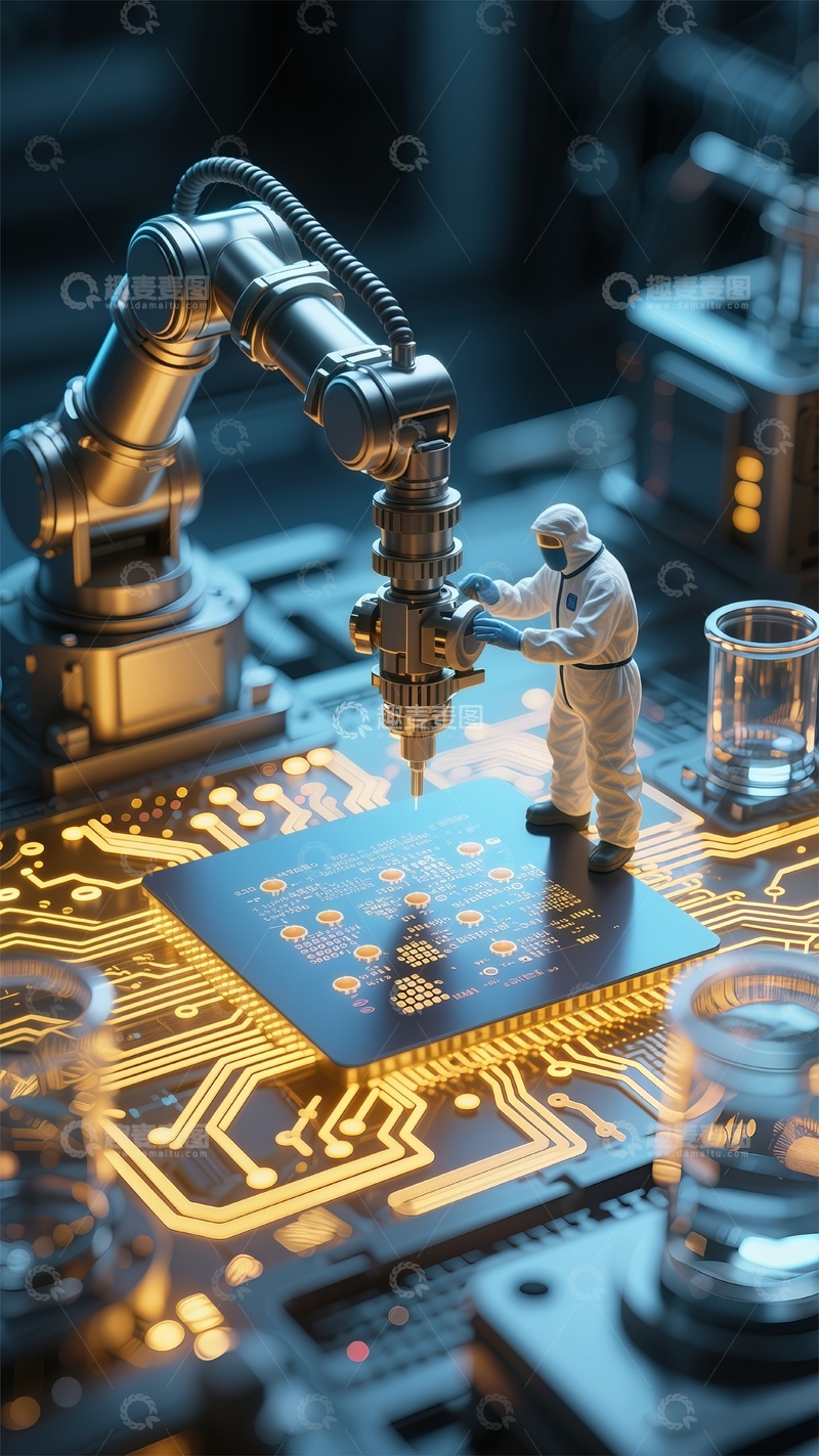 高清大图下载【趣麦麦图】未来科技芯片制造场景