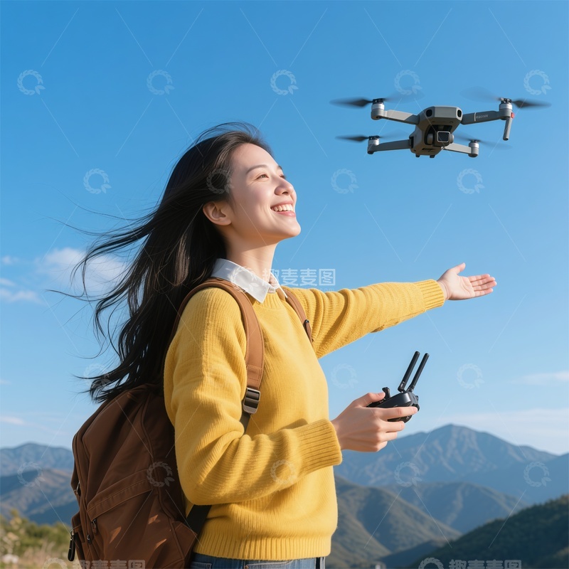 高清大图下载【趣麦麦图】户外无人机飞行体验摄影图
