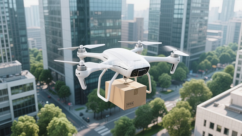 高清大图下载【趣麦麦图】城市无人机送货图