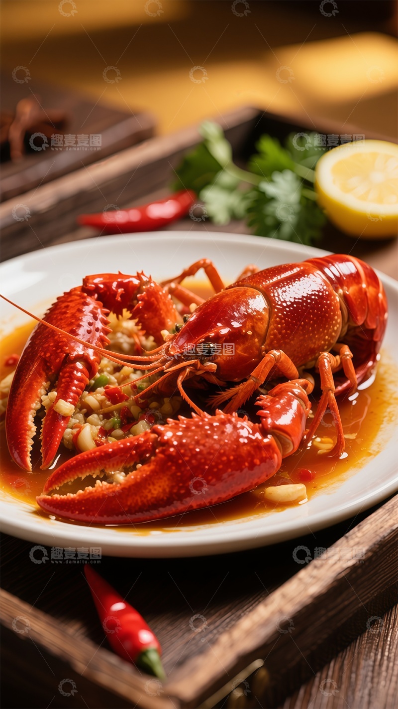 高清大图下载【趣麦麦图】红烧龙虾美食摄影图片