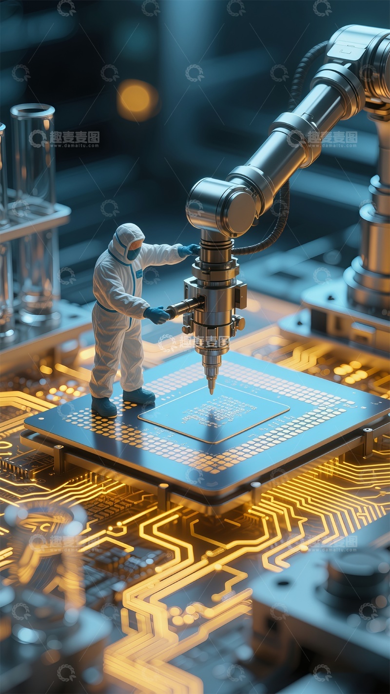 高清大图下载【趣麦麦图】高科技芯片制造场景摄影