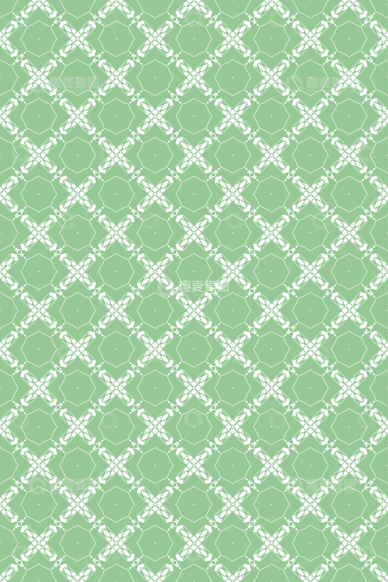 绿色几何花纹无缝图案37