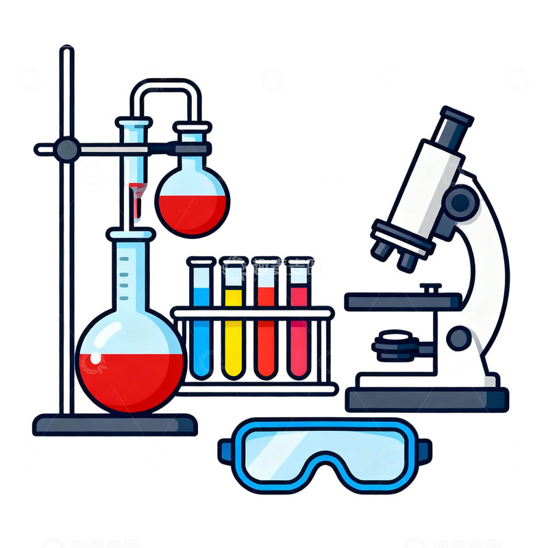 高清大图下载【趣麦麦图】扁平化风格化学实验场景插画