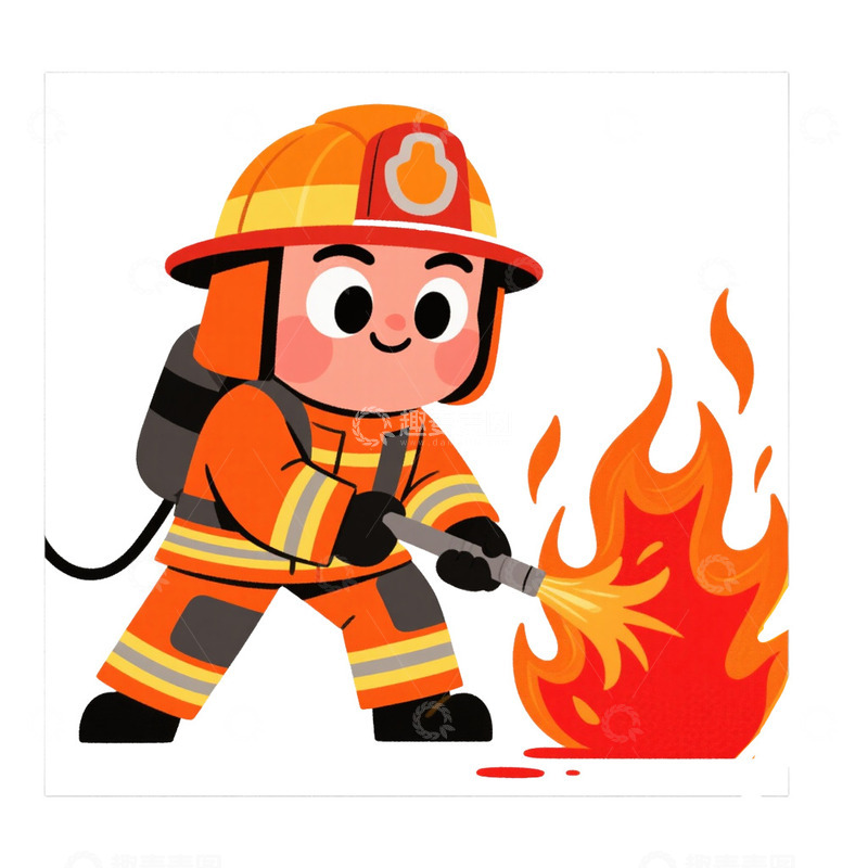 高清大图下载【趣麦麦图】消防员灭火免抠元素