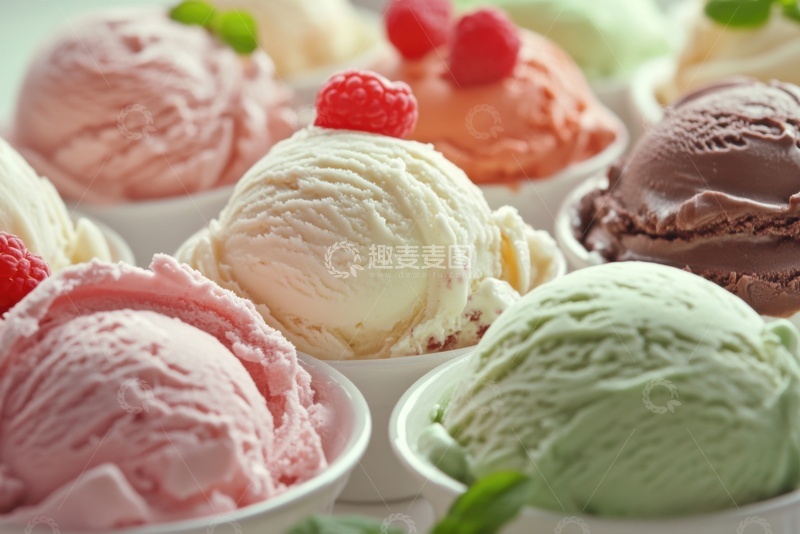 高清大图下载【趣麦麦图】美味的一排冰激凌球