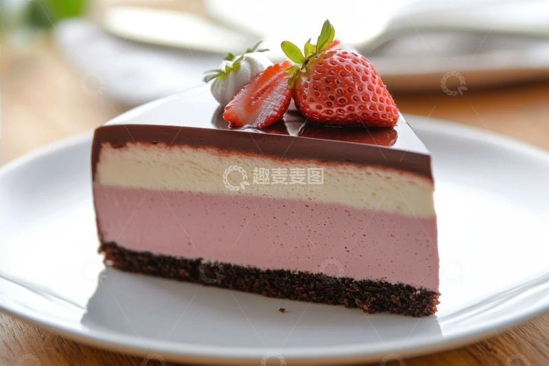 高清大图下载【趣麦麦图】美味的草莓奶油蛋糕