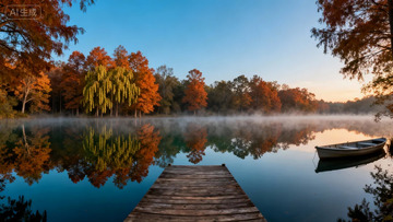 秋日湖景风光摄影