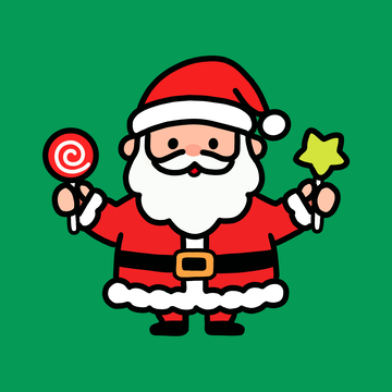 卡通圣诞节圣诞老人拿棒棒糖插画元素