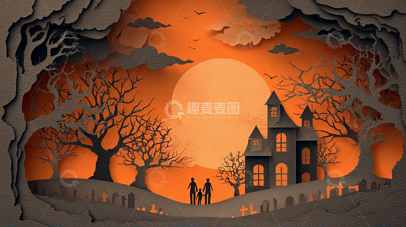 高清大图下载【趣麦麦图】阴暗恐怖的鬼屋夜景