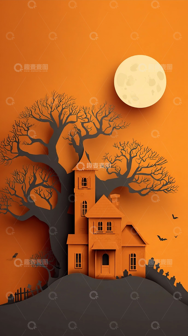 高清大图下载【趣麦麦图】魔幻纸艺城堡夜景