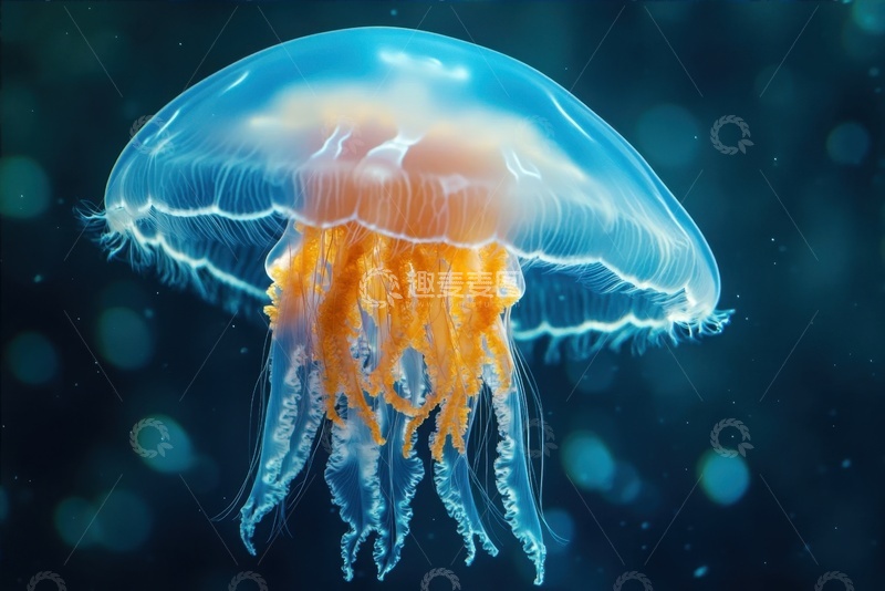 高清大图下载【趣麦麦图】大海里的一只白色水母