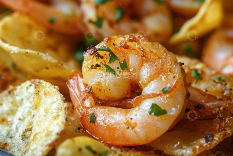 高清大图下载【趣麦麦图】美味的烤虾薯片