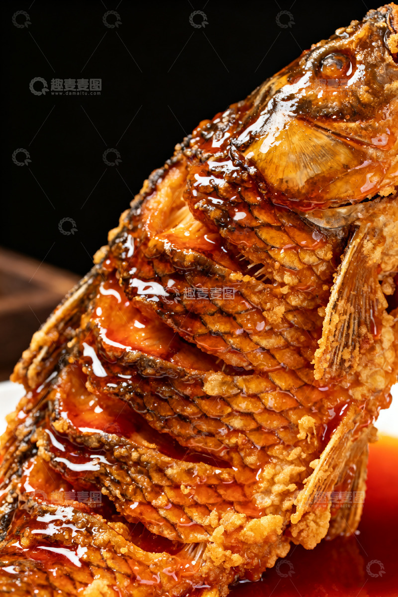 高清大图下载【趣麦麦图】红烧鱼特写美食摄影