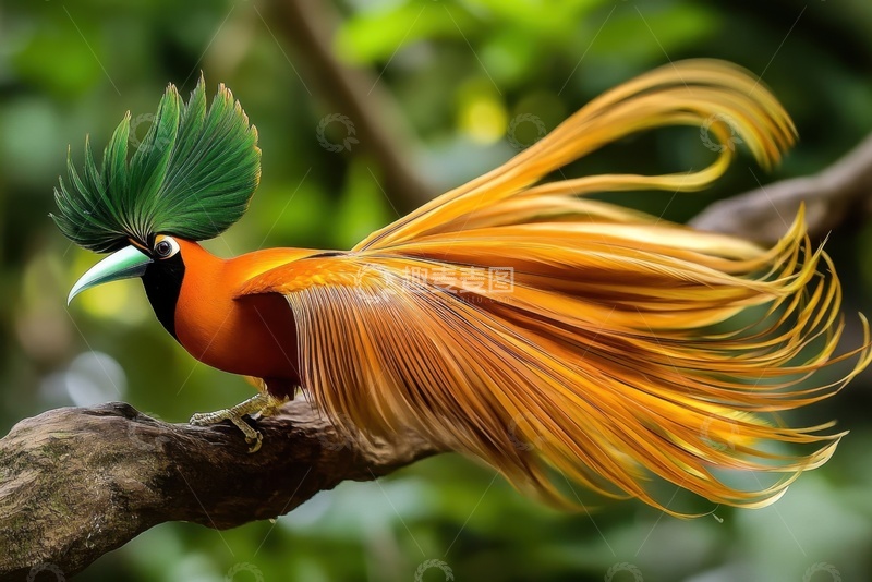 高清大图下载【趣麦麦图】站在树枝上的一只长毛鸟