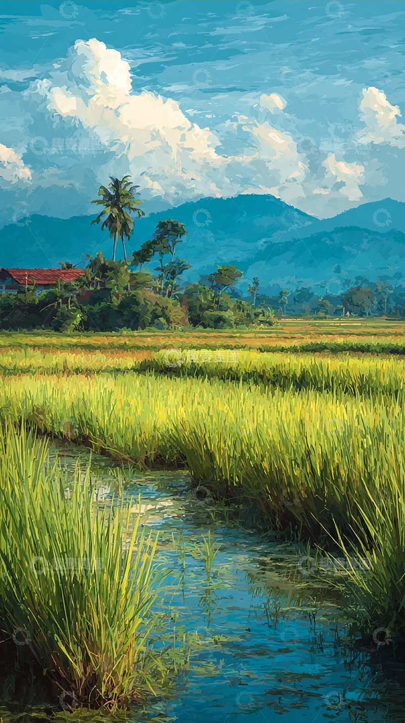 高清大图下载【趣麦麦图】乡村稻田风光