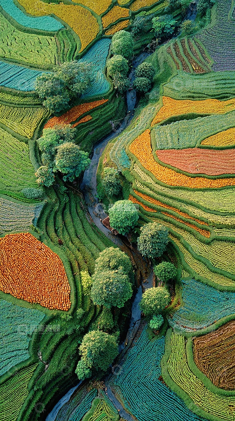 高清大图下载【趣麦麦图】彩色梯田风光