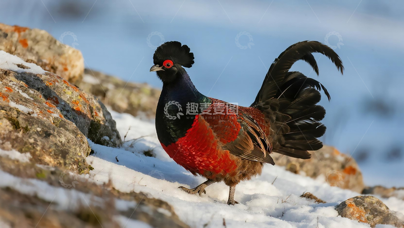 高清大图下载【趣麦麦图】生物百科鸟类之红腹角雉