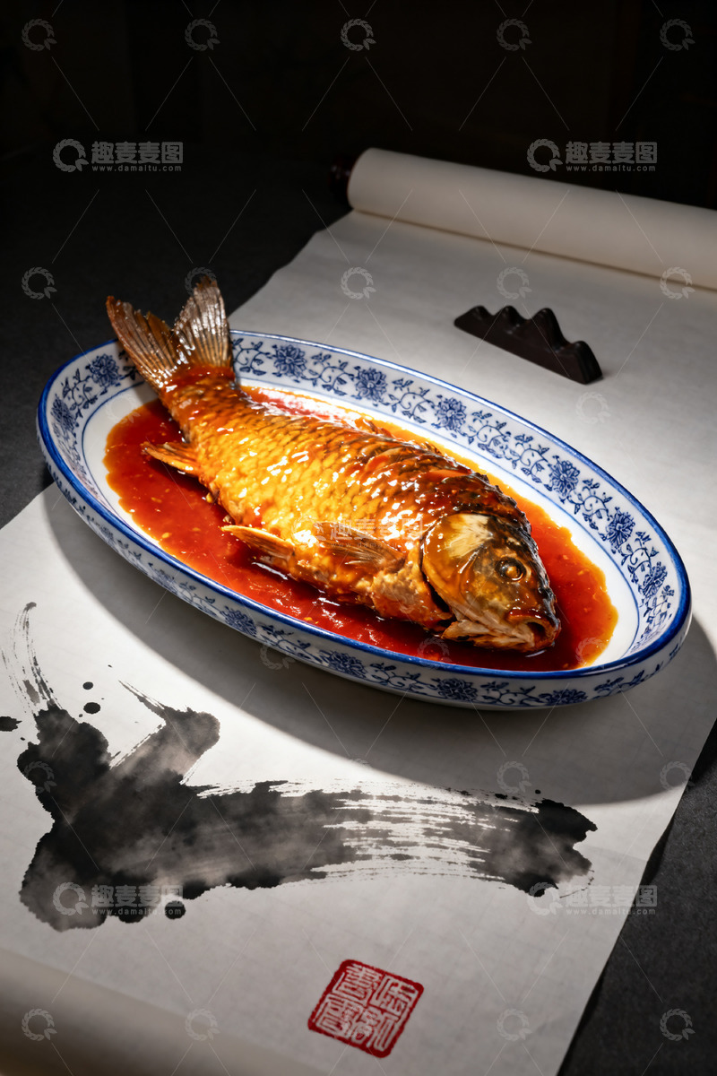 高清大图下载【趣麦麦图】中式红烧鱼美食摄影