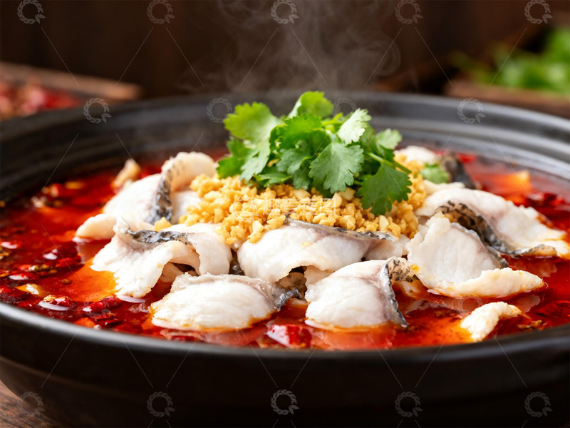 高清大图下载【趣麦麦图】-水煮鱼红油汤汁鱼片香菜