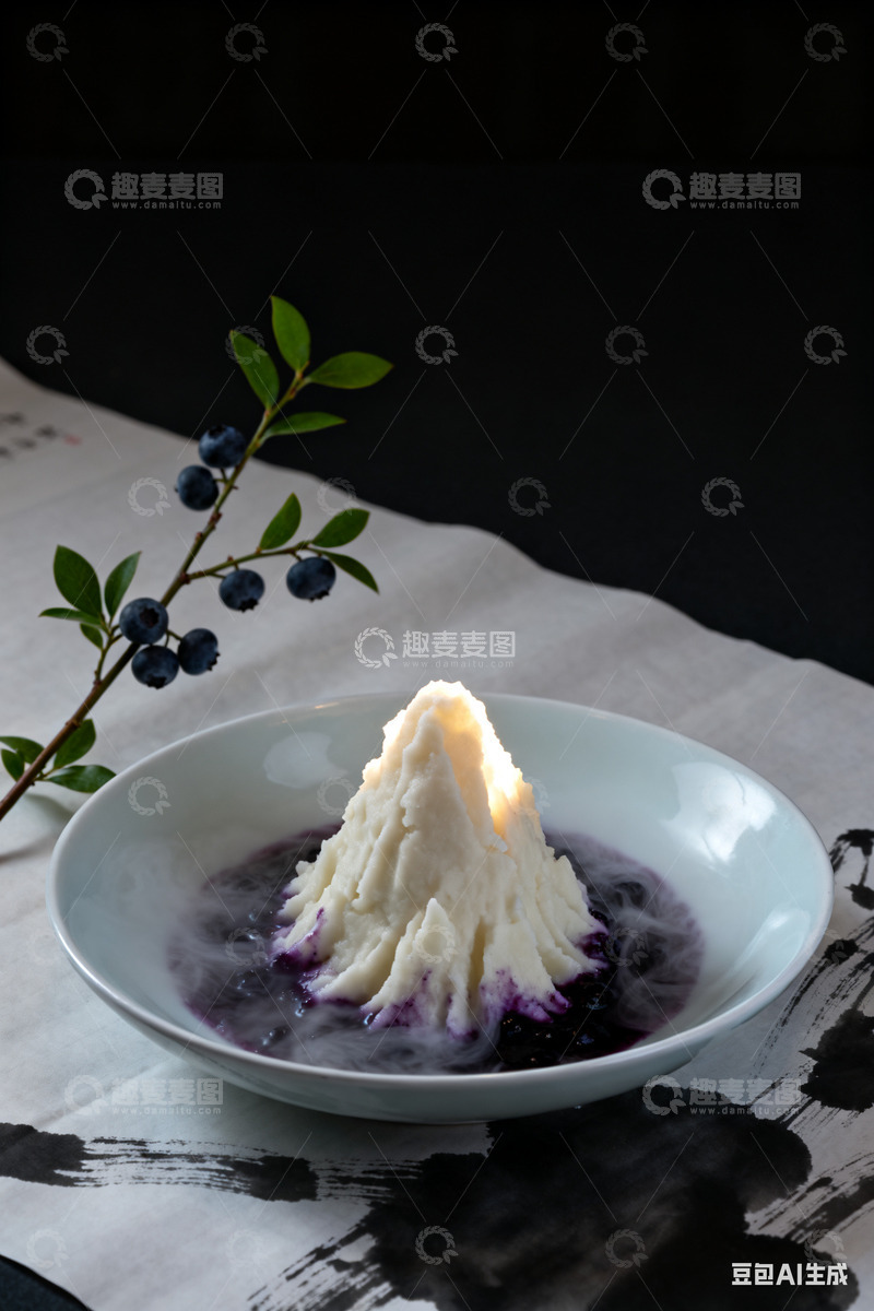 高清大图下载【趣麦麦图】雅致蓝莓雪山甜品