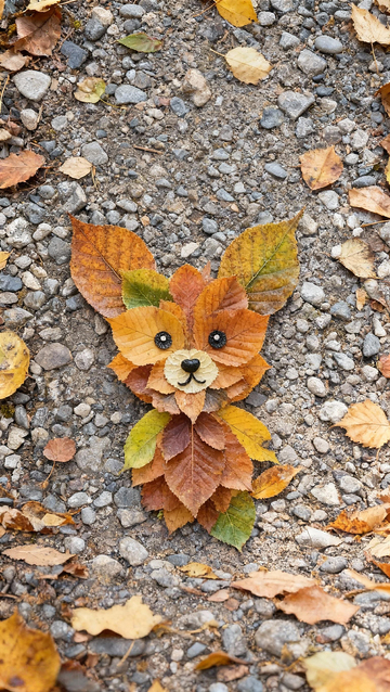 秋天落叶创意动物童趣图案