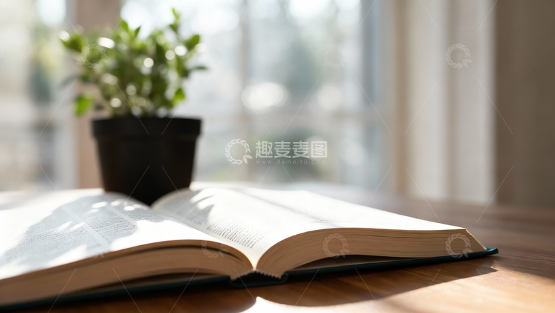 高清大图下载【趣麦麦图】读书阳光绿植晨读海报