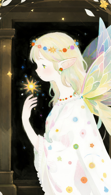 梦幻精灵夜景插画