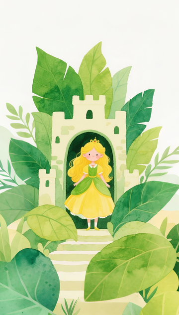 童话风古城堡少女插画