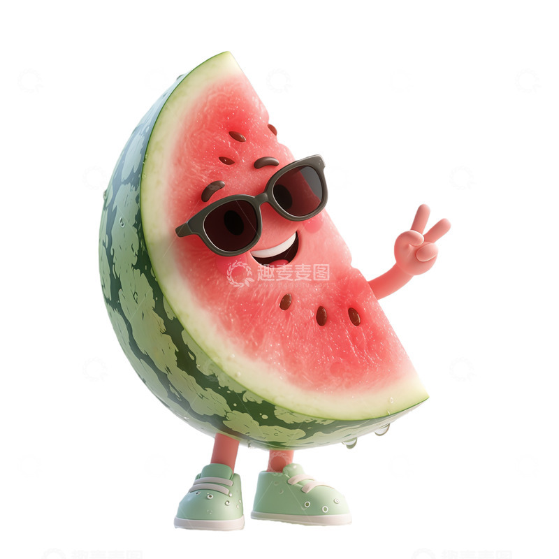 卡通西瓜拟人形象插画设计素材