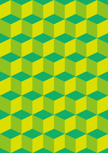 立体几何绿色黄图案背景