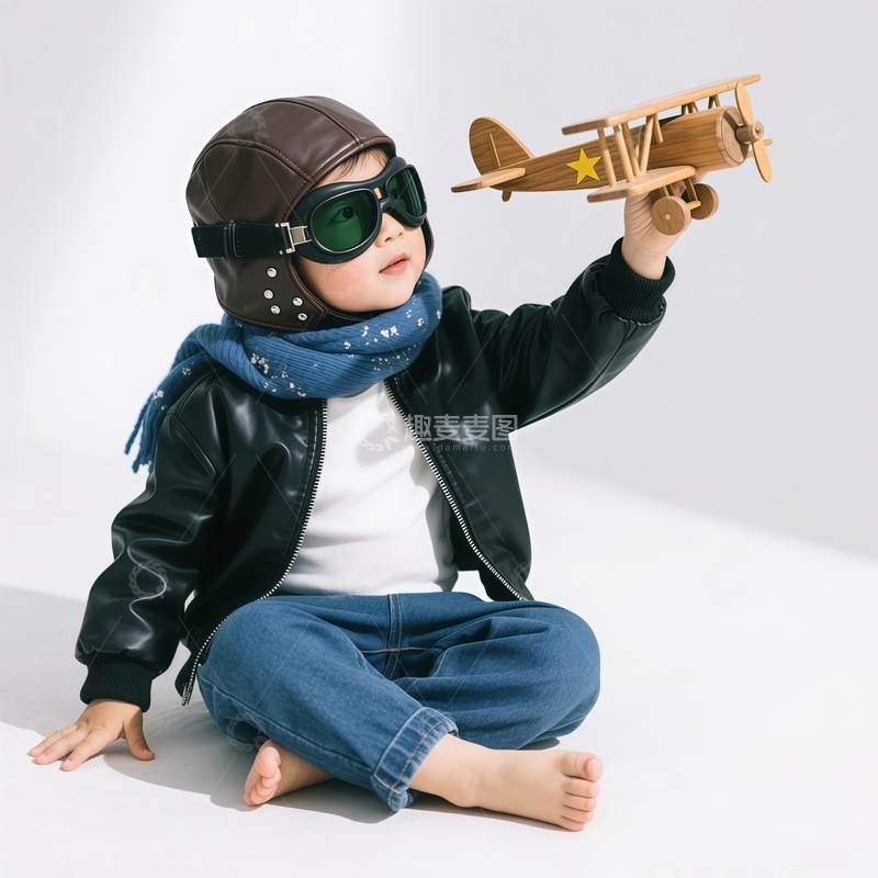 高清大图下载【趣麦麦图】复古风儿童玩具飞机摄影