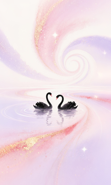 梦幻天鹅湖插画壁纸