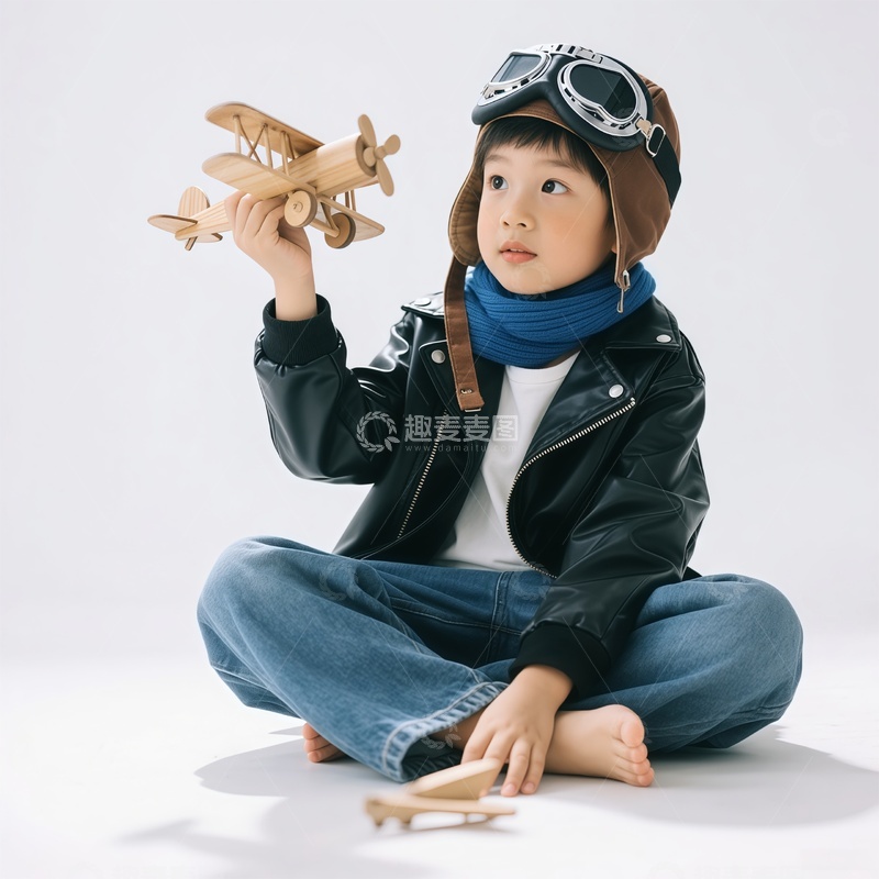 高清大图下载【趣麦麦图】童趣飞行员装扮写真
