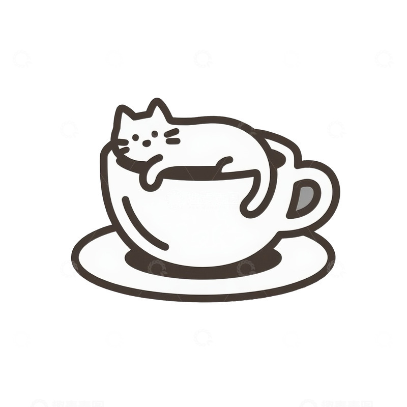黑白萌趣：猫咪咖啡杯品牌标识