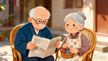 扁平漫画风格爷爷奶奶10