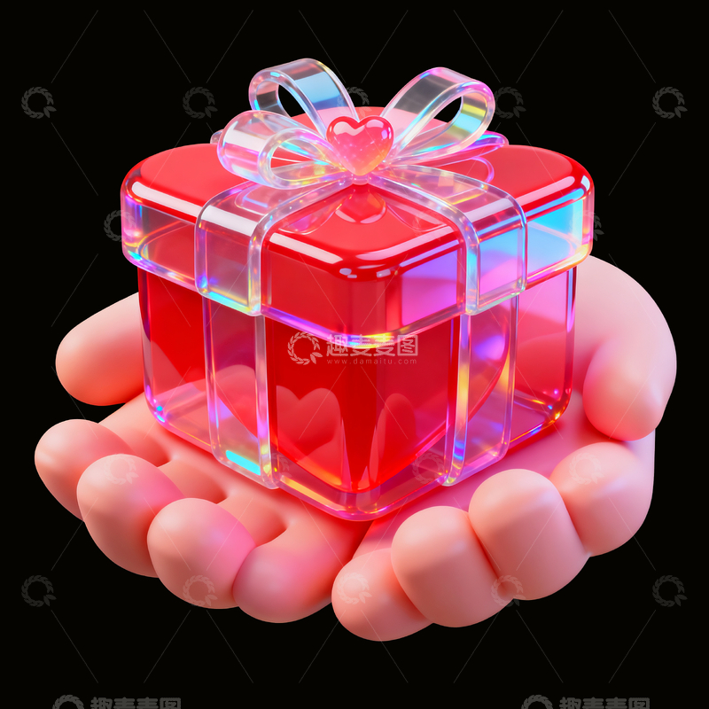 源文件下载【趣麦麦图】透明质感礼盒图标2