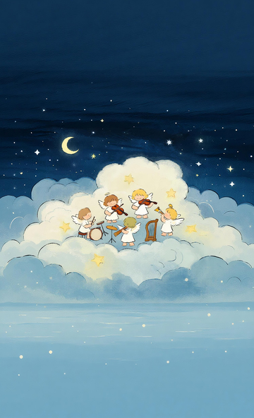 天使音乐会云端插画