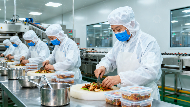 源文件下载【趣麦麦图】预制菜工厂工作场景3