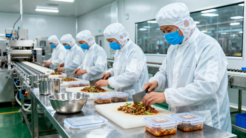 源文件下载【趣麦麦图】预制菜工厂工作场景1