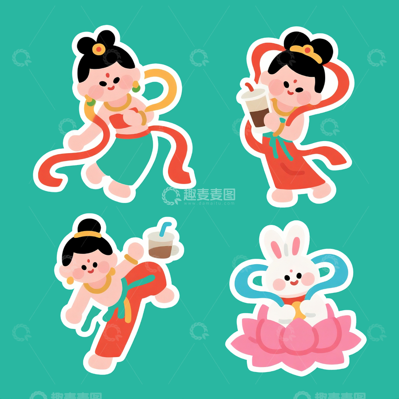 源文件下载【趣麦麦图】q版敦煌飞天神女3