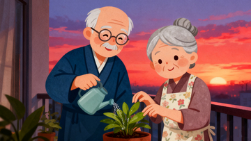 扁平漫画风格爷爷奶奶4