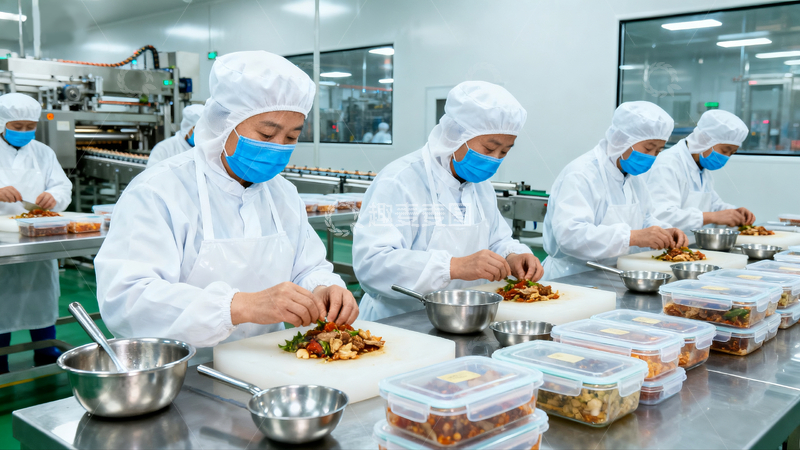 源文件下载【趣麦麦图】预制菜工厂工作场景2