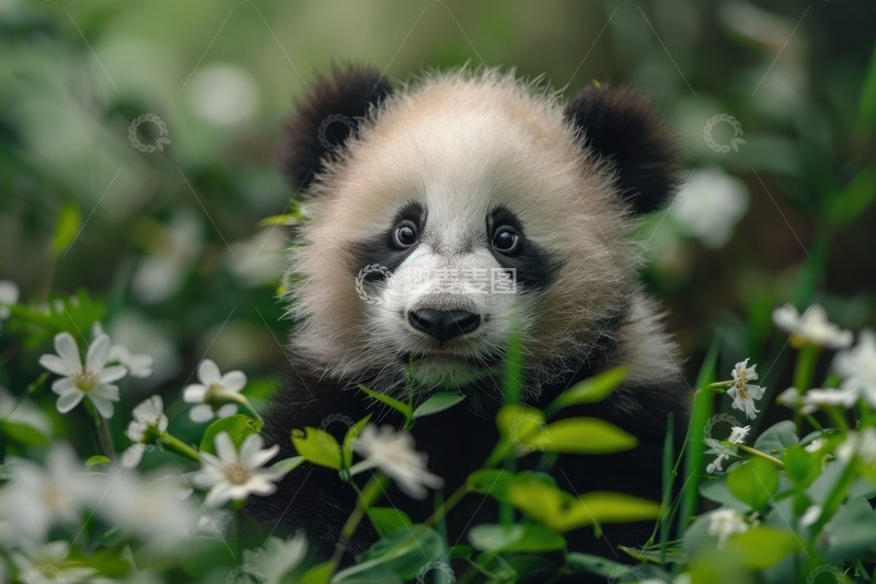 高清大图下载【趣麦麦图】丛林里的一只小熊猫